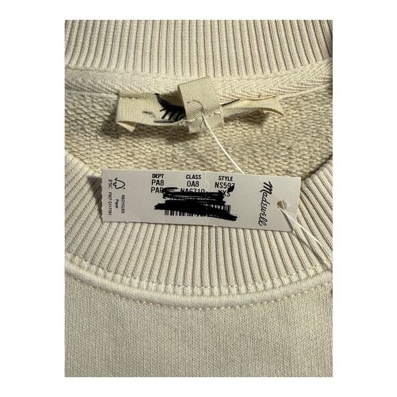 NEW Madewell Women’s XXS The McCarren Midweight Crewneck Sweatshirt In Parchment - Picture 5 of 9